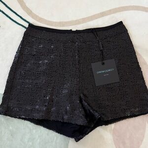 Cynthia Rowley Black Sequin High Waist Shorts